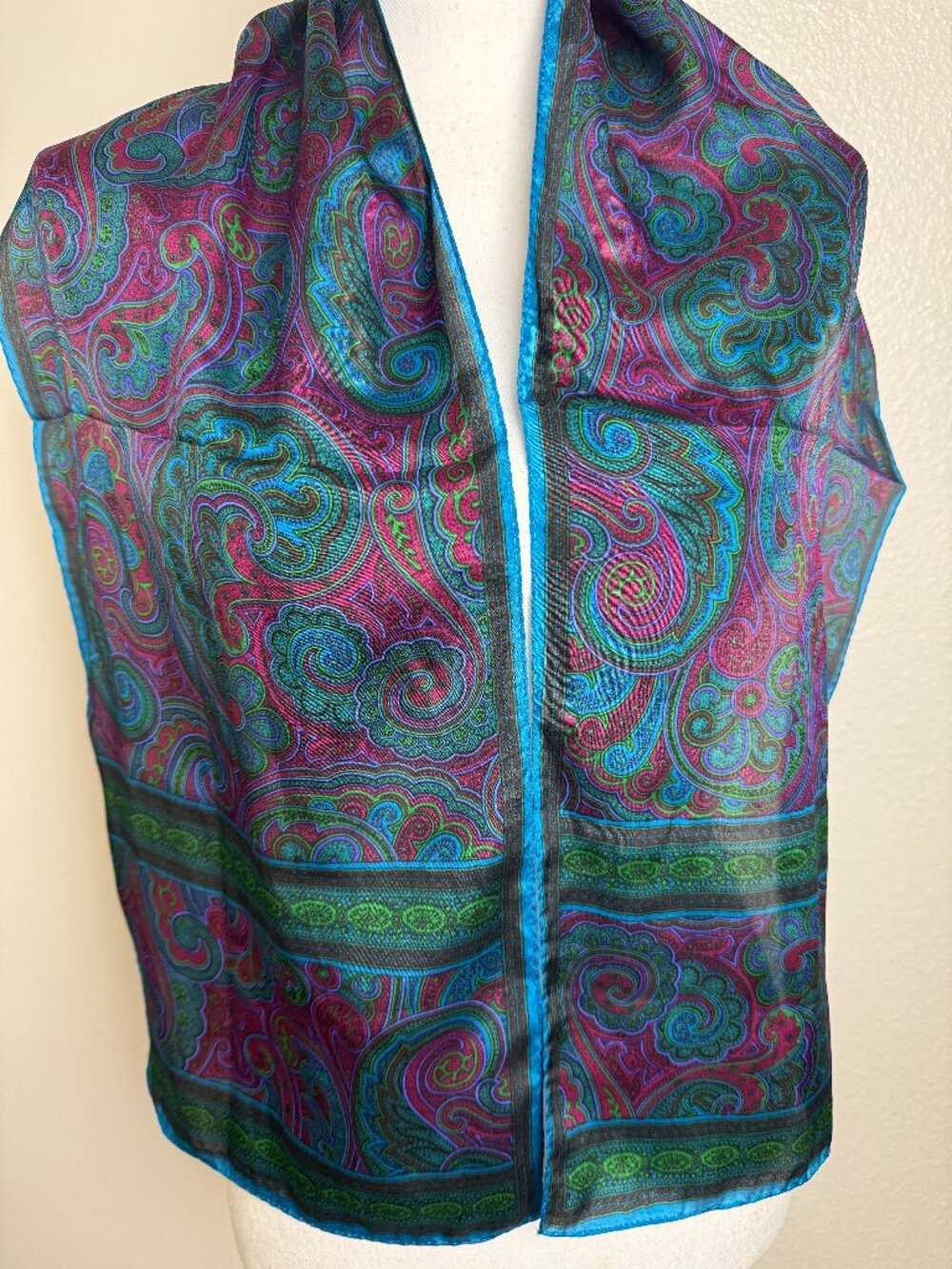Vintage Liz Claiborne Silk Scarf Paisley Colorful Floral Print